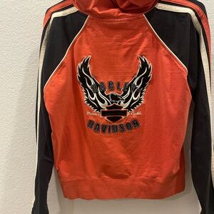 Harley-Davidson Orange and Black zip-up hoodie